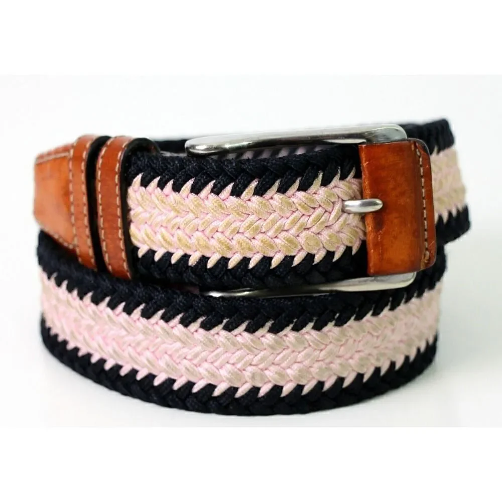 TRAFALGAR BROWN GENUINE LEATHER PINK BLACK ELASTIC GOLF CASUAL DRESS BELT 34(I41